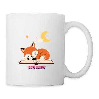 Gute Nacht Bücherliebe Süßer Fuchs schläft auf Buc - Tasse - Weiß - Rechts