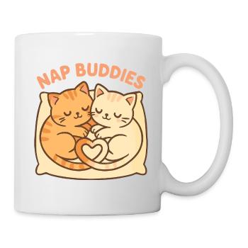 Cute Cat Nap Buddies – Sleeping with Heart - Mug - white - Right