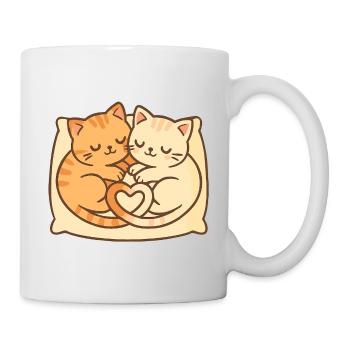 Süße Katzen im Kreis – Schlafend mit Herz - Tasse - Weiß - Rechts