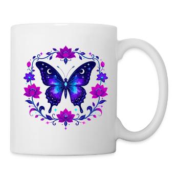 Noctilucent butterfly in lotus frame - Mug - white - Right