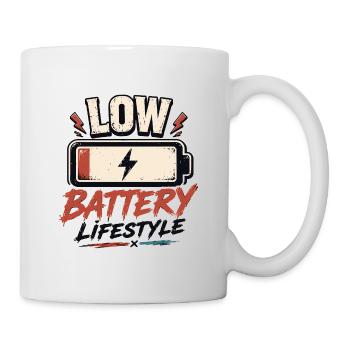 Low Battery Lifestyle Retro Vintage Style - Tasse - Weiß - Rechts
