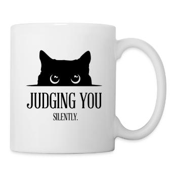 Le chat noir te jugeant silencieusement - Mug blanc - blanc - Droite