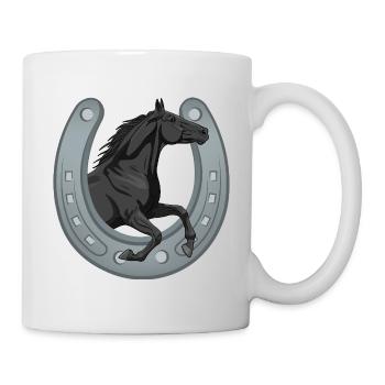 Un cheval Abaga noir au galop qui traverse un fer - Mug blanc - blanc - Droite