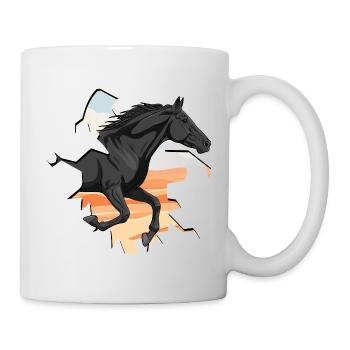 Ein galoppierendes Abaga-Pferd, das durch eine Wand fährt - Tasse - Weiß - Rechts
