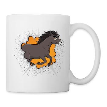 Eine Karikatur eines galoppierenden Abaga-Pferdes - Tasse - Weiß - Rechts