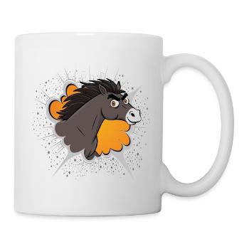 Die Karikatur des Kopfes eines Abaga-Pferdes - Tasse - Weiß - Rechts