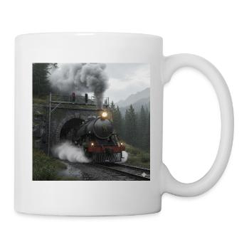 Dampfzug durch den Wald am Tunnel - Tasse - Weiß - Rechts