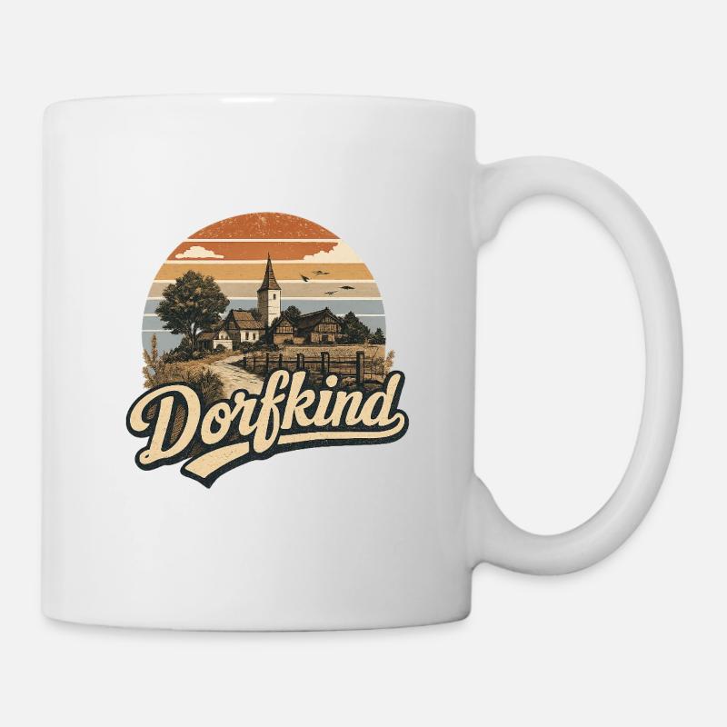 Dorfkind Vintage Landszene - Tasse - Weiß