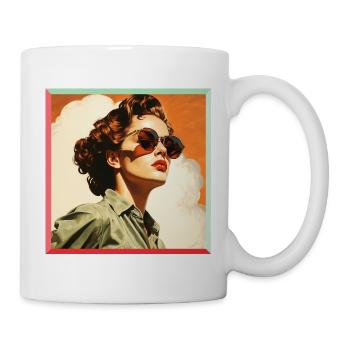 Retro Female Figure in Sunglasses - Mug - white - Right