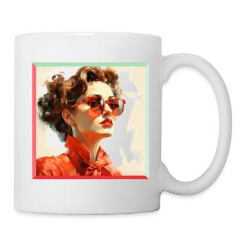 Roter Retro-Look Portrait - Tasse - Weiß - Rechts