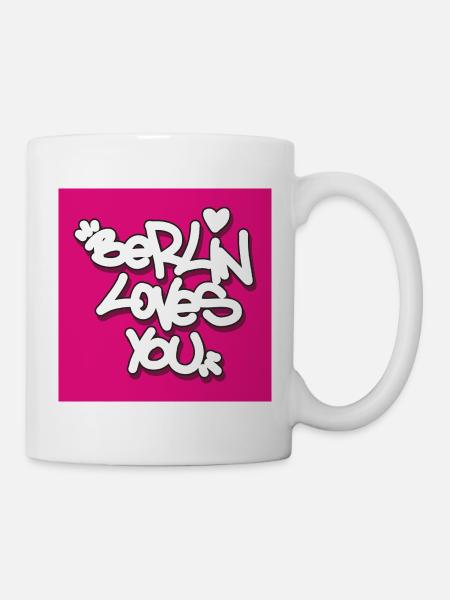 BLY_Berlin lovey you - Pink Sticker - Mug - white