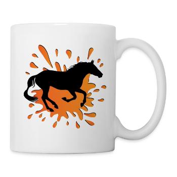 Die Silhouette eines Abaga-Pferdes und ein Fleck - Tasse - Weiß - Rechts