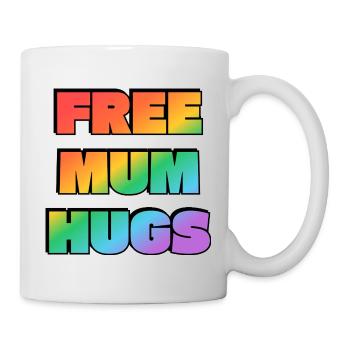 Kostenlose Mama-Umarmungen Regenbogentext LGBT-PRIDE - Tasse - Weiß - Rechts
