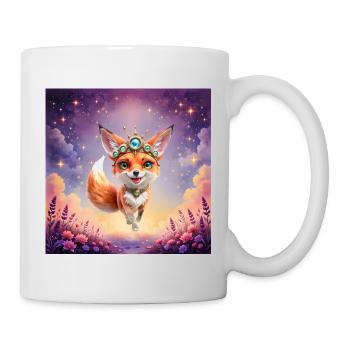 Fox with crown in stellar sunset - Mug - white - Right