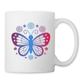 Gradient butterfly with flowers - Mug - white - Right