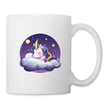 Schlafender Einhorn auf Wolken - Tasse - Weiß - Rechts