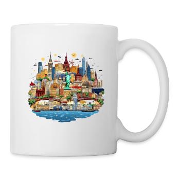 Weltstadt Skyline Kollage - Tasse - Weiß - Rechts