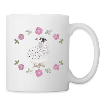 Vintage Wachtel Design mit Rosen - Tasse - Weiß - Rechts