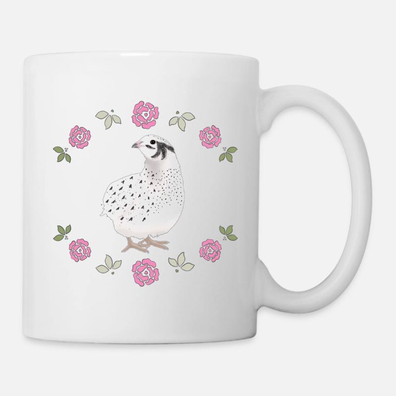 Design vintage de caille avec roses - Mug blanc - blanc