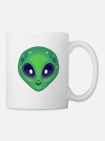 Cute Kawaii Bright-Eyed Alien - Mug - white