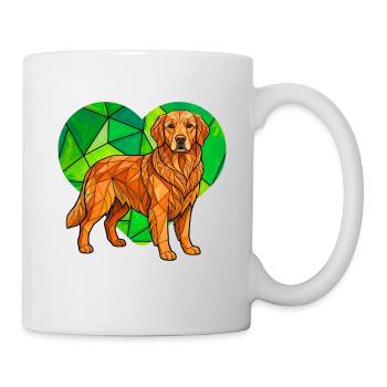 Kubistische Golden Retriever Herz-Geometrische Haustierkunst - Tasse - Weiß - Rechts