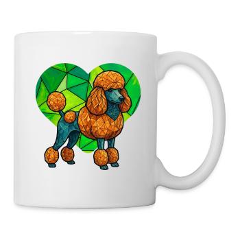 Geometrisches Pudel-Kunst-Mosaikherz-Design - Tasse - Weiß - Rechts
