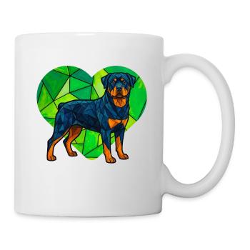 Kubistisches Rottweiler-Geometrisches Herz-Haustierkunstdesign - Tasse - Weiß - Rechts