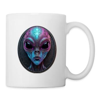 Neon Alien Medallion Sci-Fi Art - Tasse - Weiß - Rechts