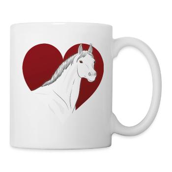 An Abbayan horse in front of a red heart - Mug - white - Right