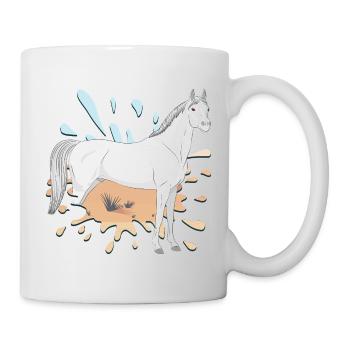 Ein Abbayan-Pferd und eine Wüste an einem Ort - Tasse - Weiß - Rechts