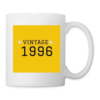 VINTAGE_1996_fond_jaune_etoiles_blanches_retro - Mug blanc - blanc - Droite