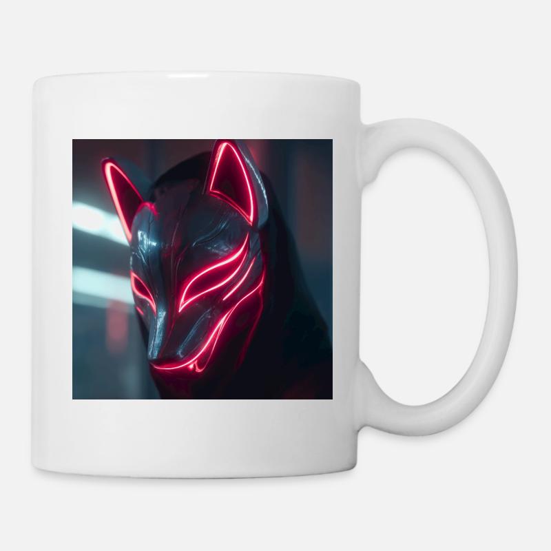 Neonfuchsmaske mit Leuchträndern - Tasse - Weiß