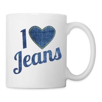 I love jeans vintage fashion design with heart - Mug - white - Right