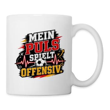Mein Puls spielt offensiv Fussball Länderspiel - Tasse - Weiß - Rechts