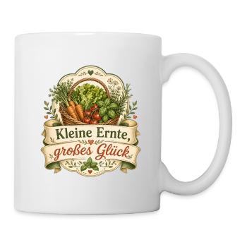 Kleine Ernte, großes Glück - Tasse - Weiß - Rechts