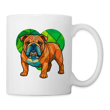 Art géométrique de cœur de bouledogue anglais cubiste - Mug blanc - blanc - Droite