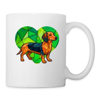 Kubistisches Dackel Herz Geometrische Wursthundekunst - Tasse - Weiß - Rechts
