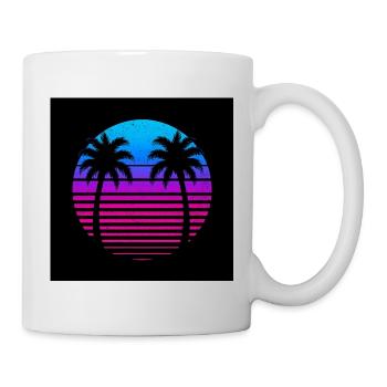 Neon Palm Sonnenuntergangskreis - Tasse - Weiß - Rechts