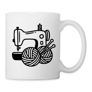 Machine à coudre Laine tricot Couture fait main - Mug blanc - blanc - Droite