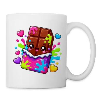 Kawaii Schokoblock mit Farbspritzern - Tasse - Weiß - Rechts