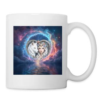 Lunar Heart: Wolf und Göttin - Tasse - Weiß - Rechts