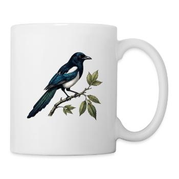 Pie bavarde “Pica pica” — gravure ornithologique - Mug blanc - blanc - Droite