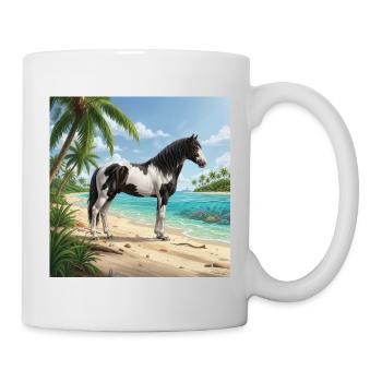 Ein Abaco Barbe-Pferd und eine bahamaische Landschaft - Tasse - Weiß - Rechts