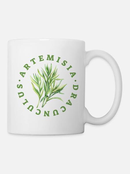 Artemisia Dracunculus Leaf Emblem - Mug - white