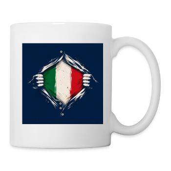 Italien Vintage Flaggen Design im Retro Stil - Tasse - Weiß - Rechts