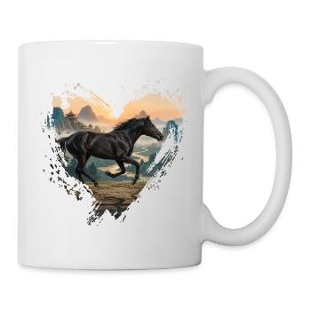 Das Abaga-Pferd, Porzellan und ein Herz - Tasse - Weiß - Rechts