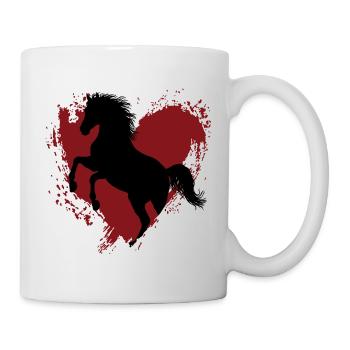 La silhouette du cheval Abbayan cabré et un coeur - Mug blanc - blanc - Droite