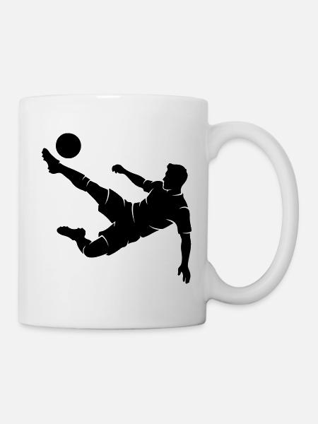 Fussballer Fallrückzieher Silhouette - Tasse - Weiß