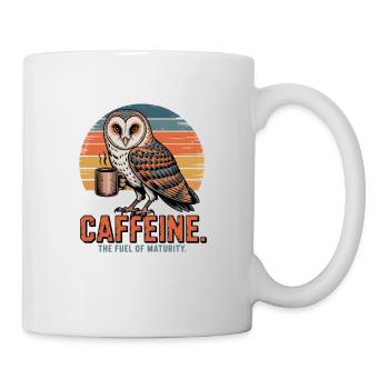 Eule mit Kaffee Retro Sunset Caffeine Spruch - Tasse - Weiß - Rechts