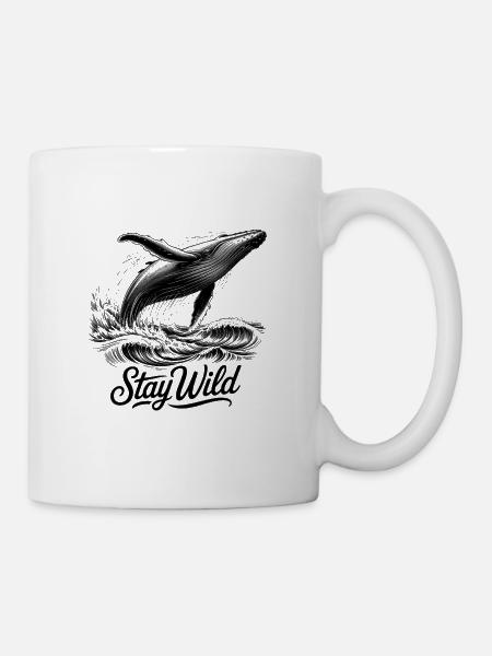 Stay Wild Wal Buckelwal Ozean Spruch - Tasse - Weiß